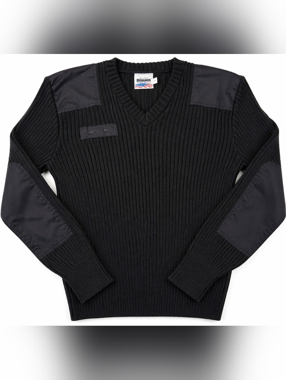 Blauer Tactical Duty Sweater Black Mens L Police Security Ribbed Elbow Patch USA